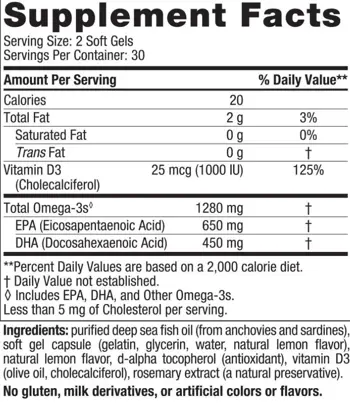 Nordic Naturals Ultimate Omega-D3 1280 mg За сърце, мозък и имунитет