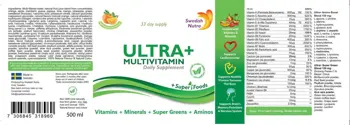 Swedish Nutra Ultra + Multivitamin and Collagen Vitamins + Minerals + Super Greens + Aminos