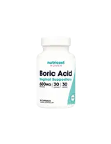 Nutricost Boric Acid Vaginal Suppository 600 мг Борна киселина за вагинални инфекции х 30 капсули