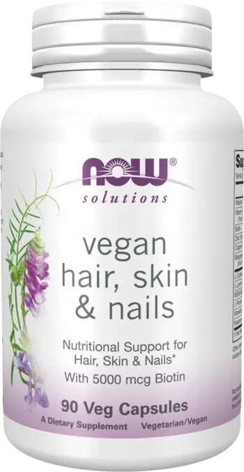 NOW Foods Vegan Hair, Skin & Nails Витамини за Коса, Кожа и Нокти - 90 веге капсули, 45 дози
