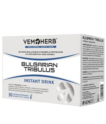 VEMOHERB Bulgarian Tribulus Drink Box 1000 мг Трибулус Терестрис - 30 сашета, 15 дози