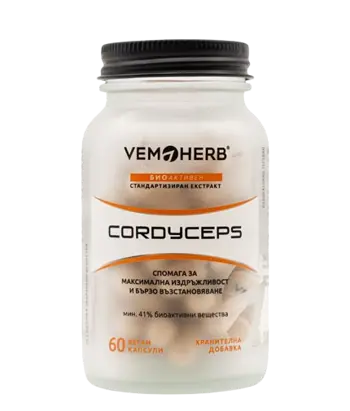 VEMOHERB Cordyceps 650 мг Кордицепс - 60 вег капсули, 60 дози