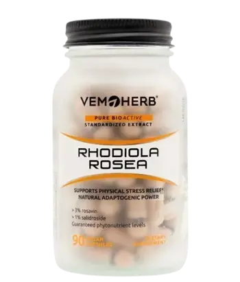VEMOHERB Rhodiola Rosea 350 мг Екстракт от Родиола Розеа - 90 капсули, 90 дози