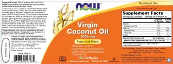 NOW Foods Virgin Coconut Oil 1000 мг Кокосово Масло - 120 гел капсули, 40 дози