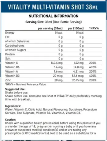 Applied Nutrition Vitality Multi-Vitamin Shot За ежедневна имунна подкрепа