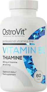 OstroVit Vitamin B1 100 мг Thiamine Витамин Б-1 Тиамин - 60 капсули, 60 дози
