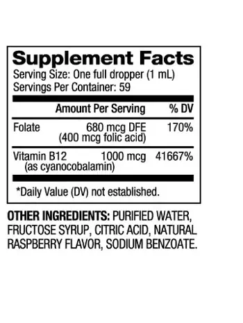 Vitamin B12 and Folic Acid Drops 1000 мкг Витамин Б-12 с Фолиева Киселина - 60 мл, 60 дози