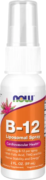 NOW Foods Vitamin B-12 Liposomal Spray Витамин Б-12 Цианокобаламин Липозомен Спрей - 59 мл, 84 дози