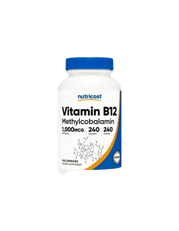 Nutricost Vitamin B12 Methylcobalamin За енергия и концентрация, 1000 µg, 240 капсули