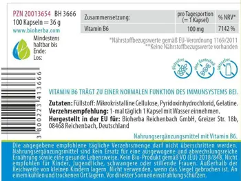 Bioherba Vitamin B-6 100 mg Pyridoxine За енергия и нервна система