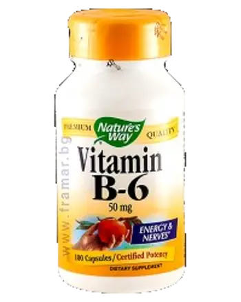 Nature's Way Vitamin B-6 50 mg В подкрепа на енергията и нервната система х 100 капсули
