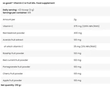 FA Nutrition Vitamin C & Fruit Mix So Good! Series Витамин C Комплекс - 210 грама, 105 дози
