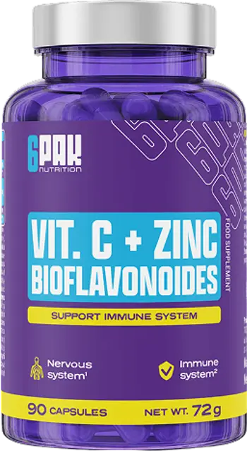 6PAK Nutrition Vitamin C + Zinc & Bioflavonoids Витамин C + Цинк и Биофлавоноиди - 90 капсули, 90 дози
