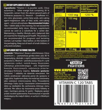 HIRO.LAB Vitamin C 1000 mg + Bioflavonoids with Echinacea + Zinc За силен имунитет и възстановяване