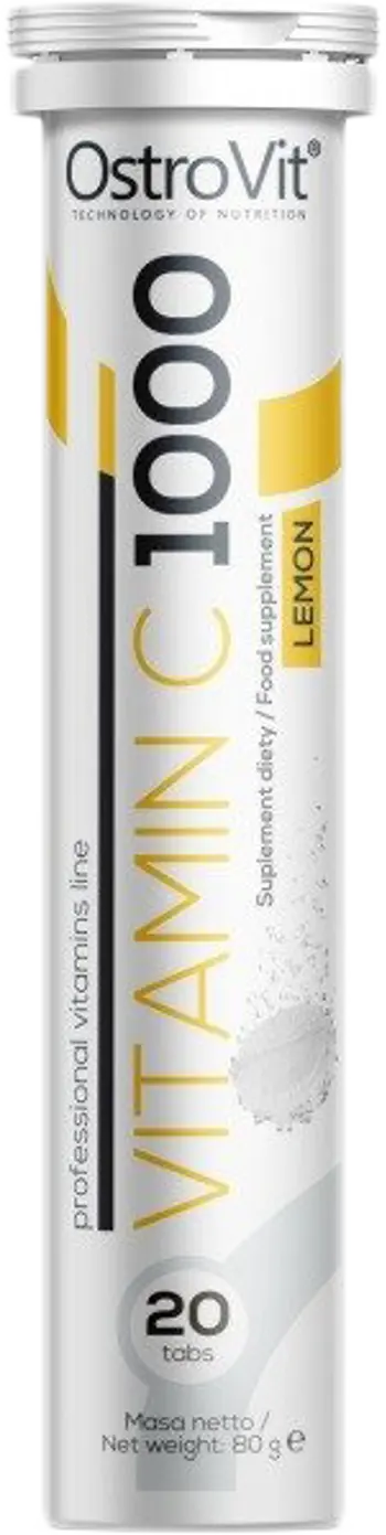 OstroVit Vitamin C 1000 мг Effervescent Витамин C Ефервесцентни Таблетки - 20 разтворими таблетки, 20 дози