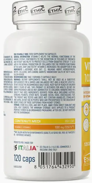EthicSport Vitamin C 1000 mg Мощна подкрепа за имунитета х 120 капсули