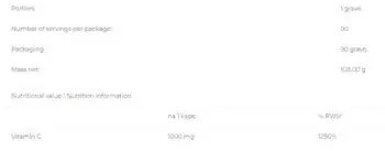 6PAK Nutrition Vitamin C 1000 мг Витамин C - 90 капсули, 90 дози
