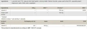 Vitamin C 750 mg / with GrapeSeed