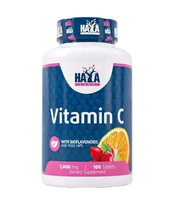 Haya Labs Vitamin C with Bioflavonoids and Rose Hips 1000 mg За силна имунна система х 100 таблетки