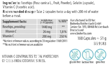 Bioherba Vitamin C with Rose Hips 360 mg За силен имунитет и здрави стави