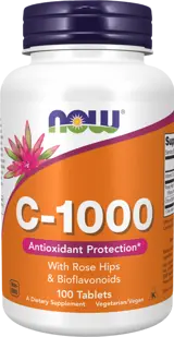 NOW Foods Vitamin C-1000 with Rose Hips + Bioflavonoids Витамин C + Екстракт от Шипка и Биофлавоноиди