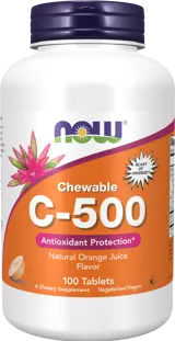 NOW Foods Vitamin C-500 мг Chewable Витамин C / Аскорбинова Киселина - 100 дъвчащи таблетки, 100 дози