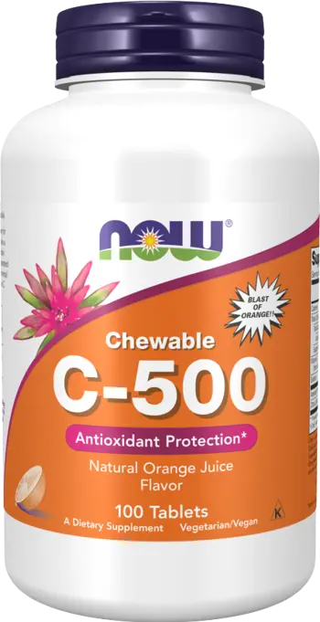 NOW Foods Vitamin C-500 мг Chewable Витамин C / Аскорбинова Киселина - 100 дъвчащи таблетки, 100 дози