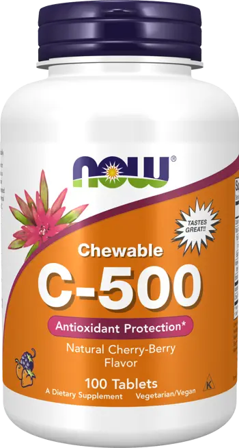 NOW Foods Vitamin C-500 мг Chewable Витамин C / Аскорбинова Киселина - 100 дъвчащи таблетки, 100 дози