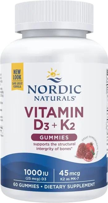 Nordic Naturals Vitamin D3 1000 IU + K2 45 mcg Gummies За здрави кости и сърце