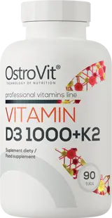 OstroVit Vitamin D3 1000 IU + K2 50 мкг Витамин D3 и Витамин K2 - 90 таблетки, 90 дози