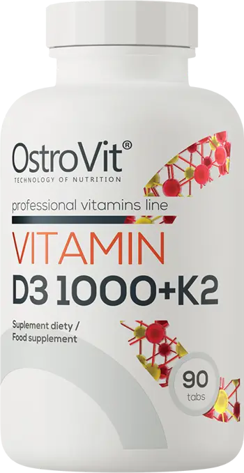 OstroVit Vitamin D3 1000 IU + K2 50 мкг Витамин D3 и Витамин K2 - 90 таблетки, 90 дози