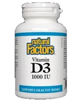 Natural Factors Vitamin D3 1000 IU За здрави кости и имунитет х 60 таблетки