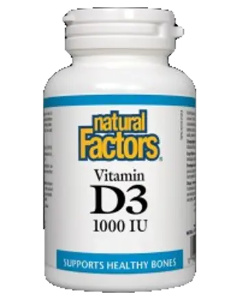 Natural Factors Vitamin D3 1000 IU За здрави кости и имунитет х 60 таблетки