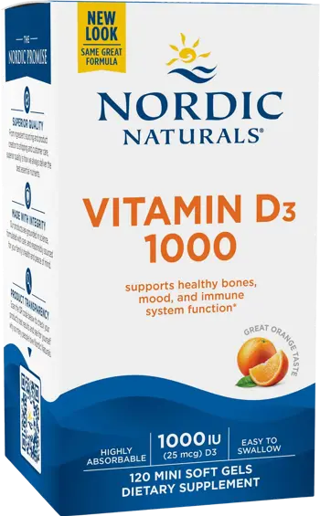 Nordic Naturals Vitamin D3 1000 IU В подкрепа на костите, настроението и имунитета х 120 Гел капсули