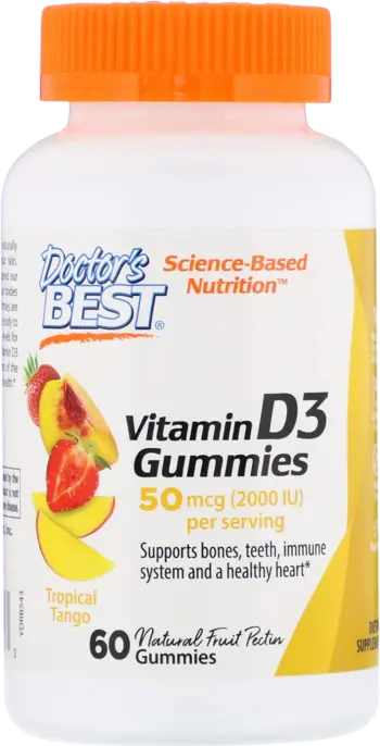 Doctor's Best Vitamin D3 2000 IU Gummies Желирани бонбони за имунитет и здрави кости