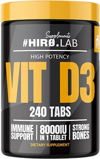Hiro.Lab Vitamin D3 8000 IU Високодозов Витамин D3 за Имунитет и Здрави Кости