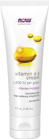NOW Foods Vitamin D-3 Cream 1000 IU per Gram Paraben Free Крем за Kожа с Витамин D3 с 1000 IU за грам - 118 мл