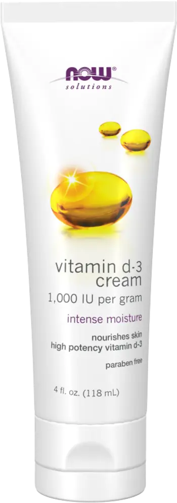 NOW Foods Vitamin D-3 Cream 1000 IU per Gram Paraben Free Крем за Kожа с Витамин D3 с 1000 IU за грам - 118 мл