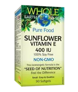 Vitamin E Whole Earth & Sea®Витамин Е (Oт Слънчоглед) 400 IU - 90 гел капсули, 90 дози