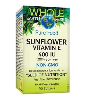 Vitamin E Whole Earth & Sea®Витамин Е (Oт Слънчоглед) 400 IU - 90 гел капсули, 90 дози