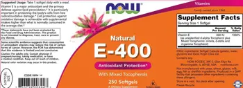NOW Foods Vitamin E-400 IU MT Смесени Токофероли