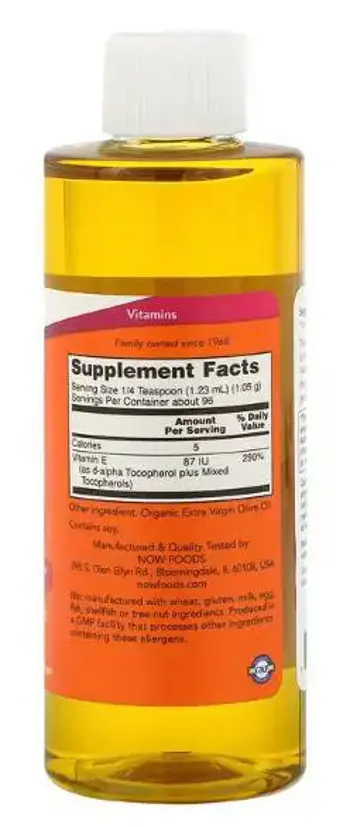 NOW Foods Vitamin E-Oil Liquid Mixed Tocopherols Витамин E - 118 мл, 96 дози