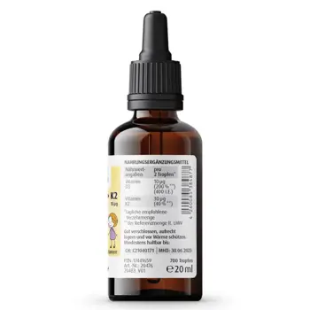 ZEINpharma Витамини Д3 200 IU + К2 15 μg Капки – За здрави кости и имунитет 20 мл