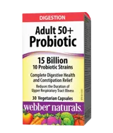 Webber Naturals Adult 50+ Probiotic 15 billion Пробиотик за Възрастни 50+, 15 млрд. Активни Пробиотици 10 щама - 30 веге капсули, 30 дози