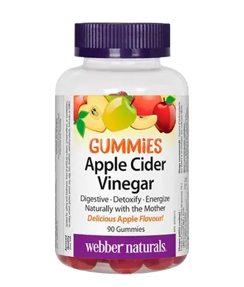 Webber Naturals Apple Cider Vinegar Gummies Ябълков Оцет Гъмис Антиоксидантна Защита и Бърз Метаболизъм - 90 желирани таблетки, 90 дози