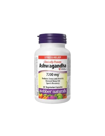 Webber Naturals Ashwagnadha 7200 мг as KSM-66Релакс на Нервната Система Ашваганда - 60 веге капсули, 60 дози