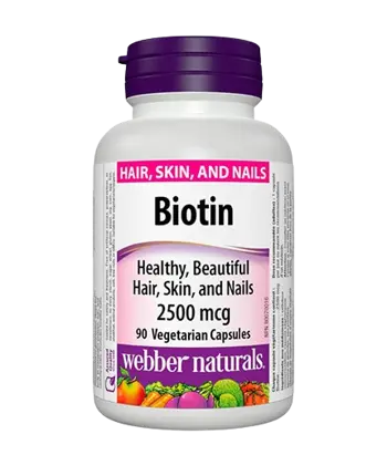 Webber Naturals Biotin 2500 мкг Биотин - 90 веге капсули, 90 дози