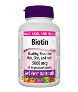 Webber Naturals Biotin 5000 мкг Биотин - 60 веге капсули, 60 дози
