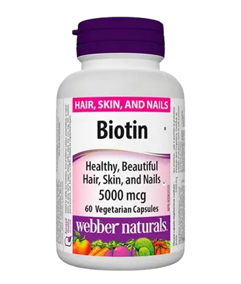 Webber Naturals Biotin 5000 мкг Биотин - 60 веге капсули, 60 дози