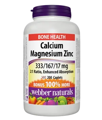 Webber Naturals Calcium Magnesium Zinc Калций, Магнезий и Цинк - 200 каплети, 200 дози